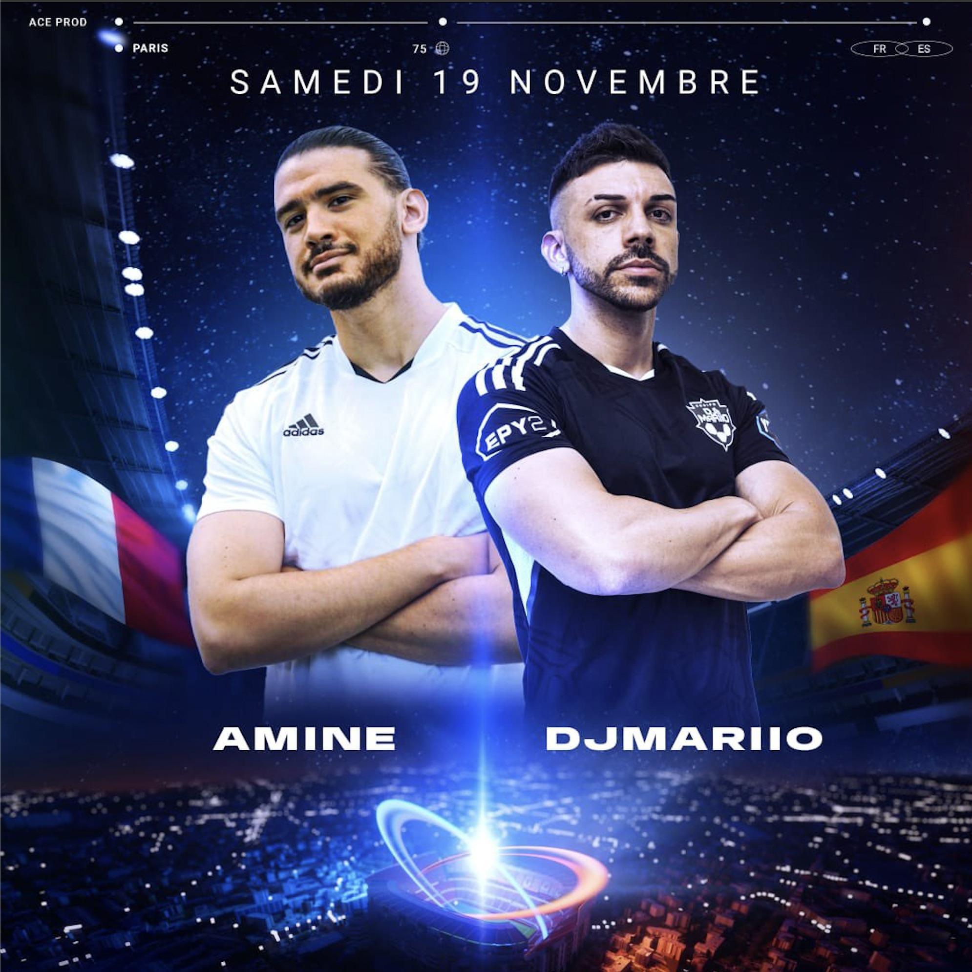 Affiche de l'événement Eleven All Stars avec Amine et DJMariio pour un match de football France - Espagne